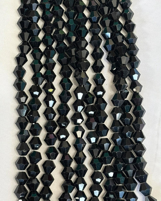 Bicone Glass Beads Black 6mm