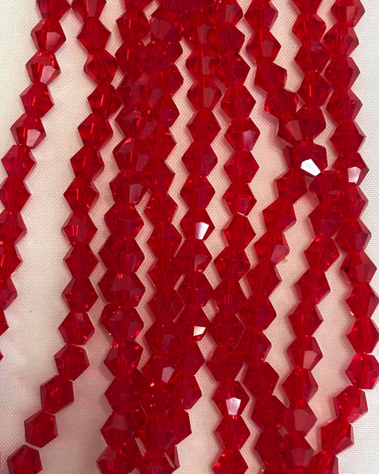 Bicone Glass Beads Crimson 6mm