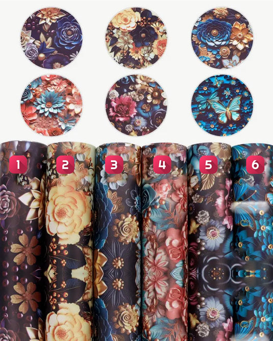 Faux Leather Backing Soft Floral 6.5x8 inches