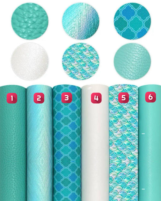 Faux Leather Backing Blue Mermaid 6.5x8 inches