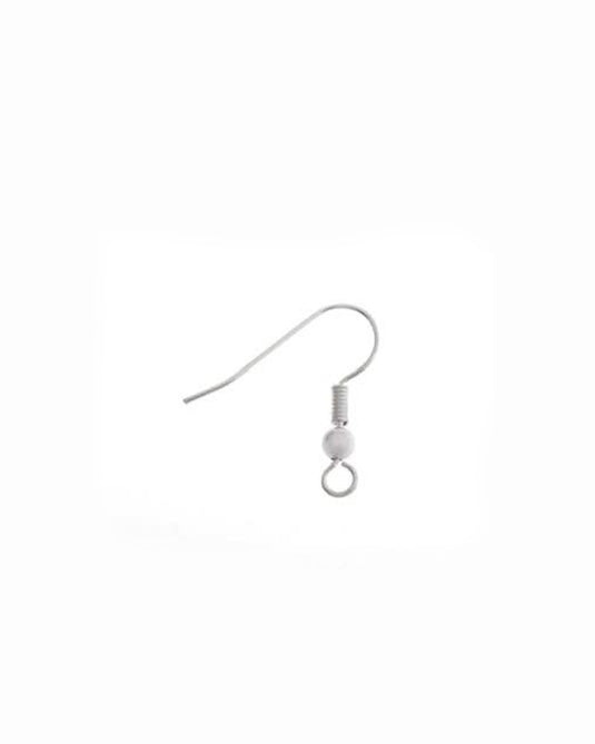Fish Hook Earwire With Ball and Spring 8mm