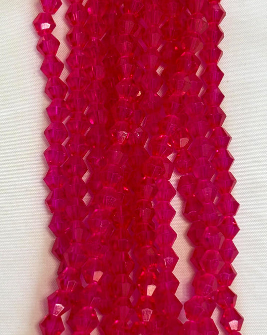 Bicone Glass Beads Fuchsia 6mm