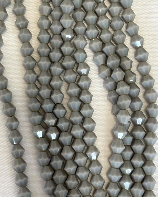Bicone Glass Beads Grey 6mm