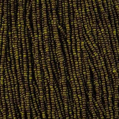 11/0 Czech Seed Beads 
Travertine on Black