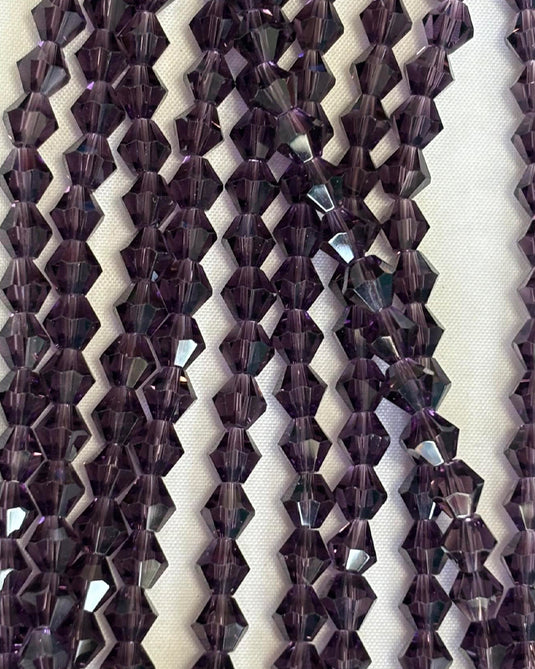 Bicone Glass Beads Dark Purple 6mm