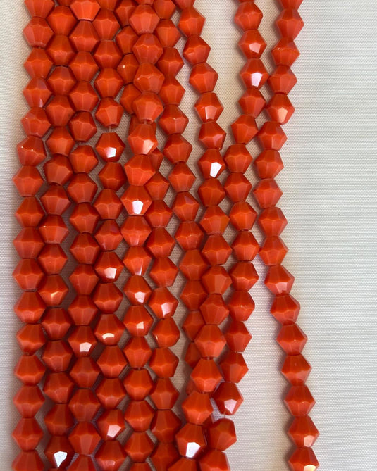 Bicone Glass Beads Orange 6mm