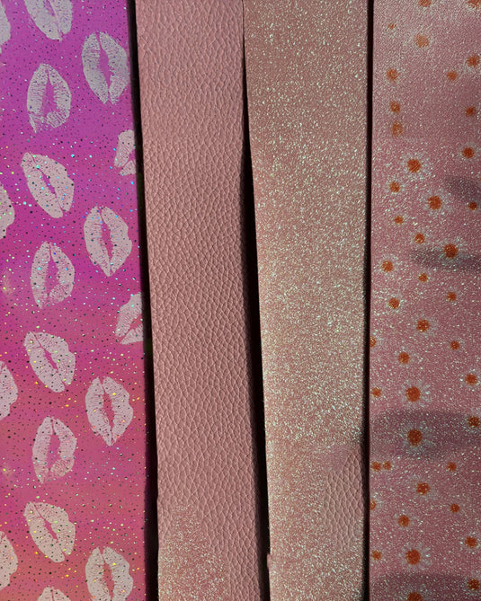 Faux Leather Backing Hearts & Stars Glitter 6.5x8 inches