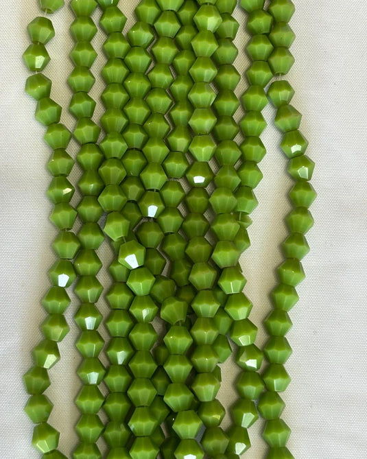 Bicone Glass Beads Pea Green 6mm