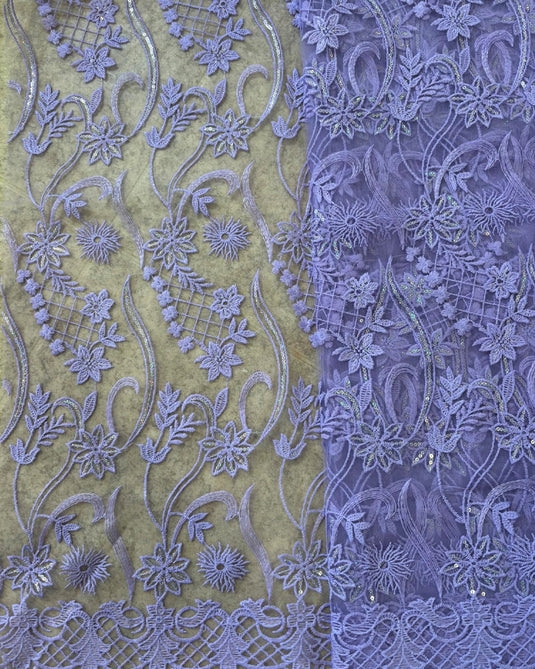 Lace Material Periwinkle Purple Floral Pattern