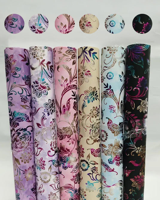 Faux Leather Backing Rainbow Florals 6.5x8 inches