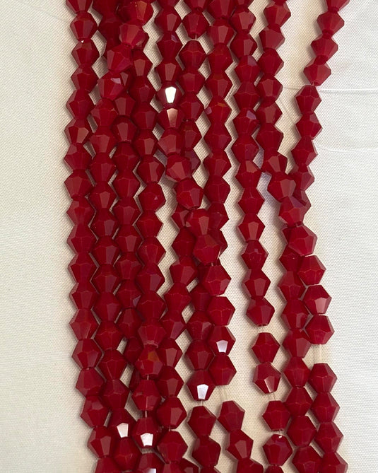 Bicone Glass Beads Red 6mm