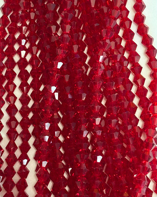 Bicone Glass Beads Ruby Red 6mm