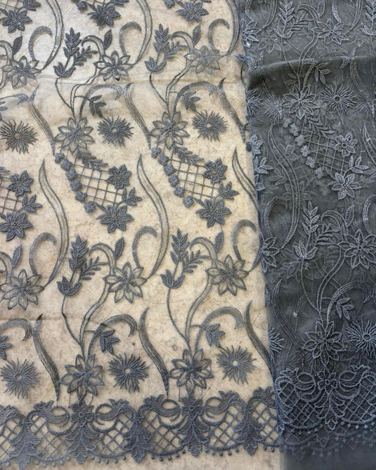 Lace Material Smoke Grey Floral