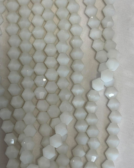 Bicone Glass Beads White 6mm