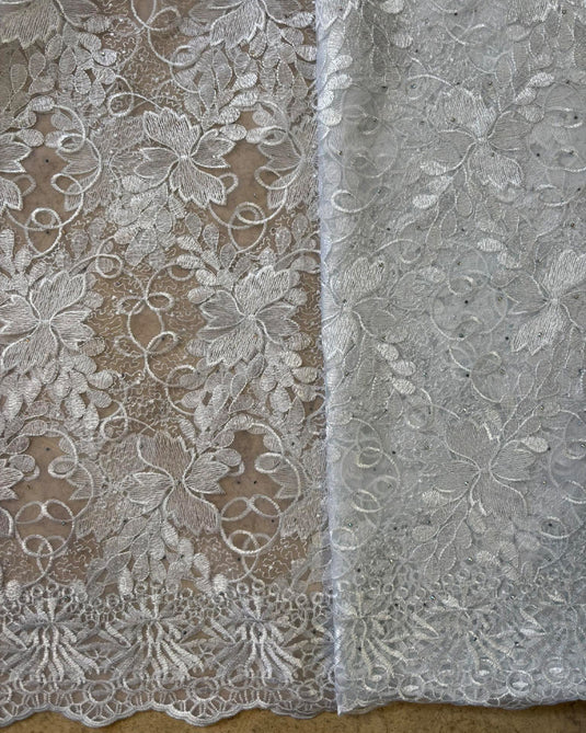 Lace Material White Floral