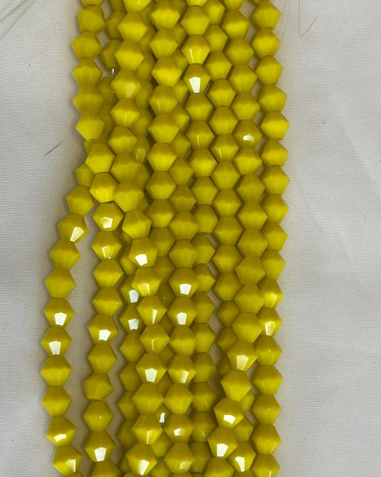 Bicone Glass Beads Yellow 6mm