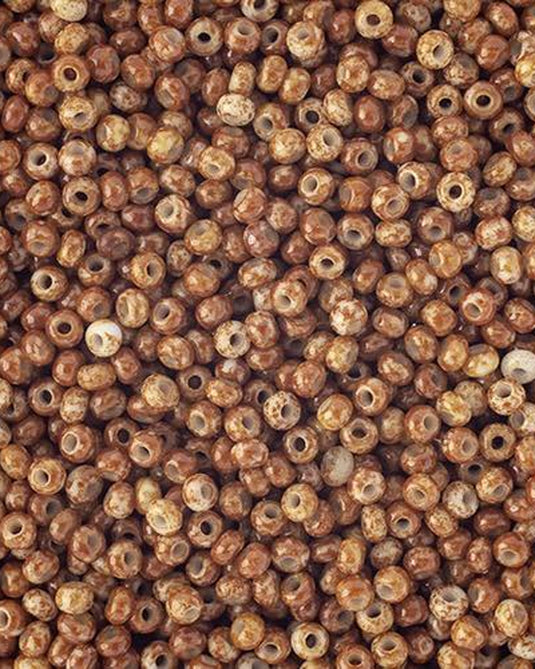 10/0 Czech Seed Beads Travertine On Chalk White Opaque 24g