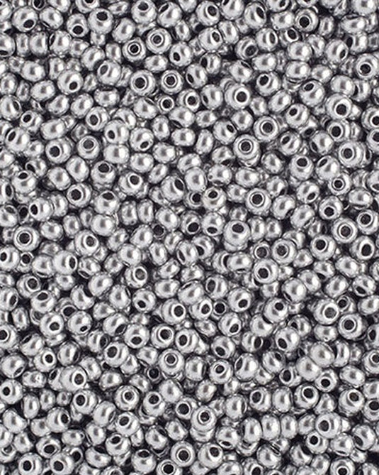 10/0 Czech Seed Beads Silver Metallic 22g
