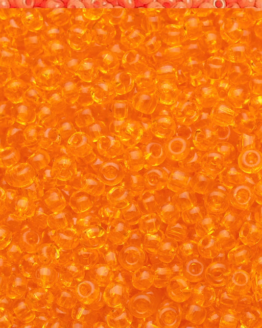 10/0 Czech Seed Beads Neon Orange Transparent 22g