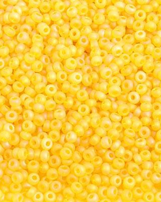 10/0 Czech Seed Beads Lemon Yellow Matte AB Transparent 22g
