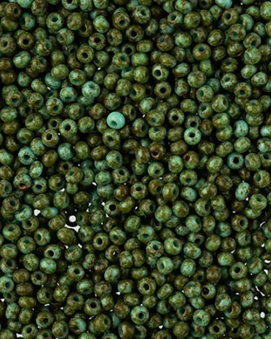 10/0 Czech Seed Beads Travertine on Turquoise Opaque 22g