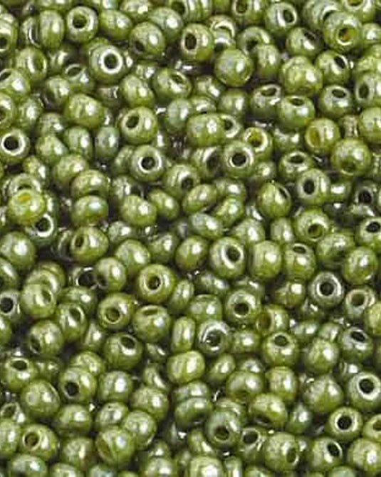 10/0 Czech Seed Beads Light Green Luster Opaque 22g