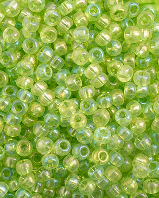 10/0 Czech Seed Beads Light Green Rainbow AB Transparent 22g