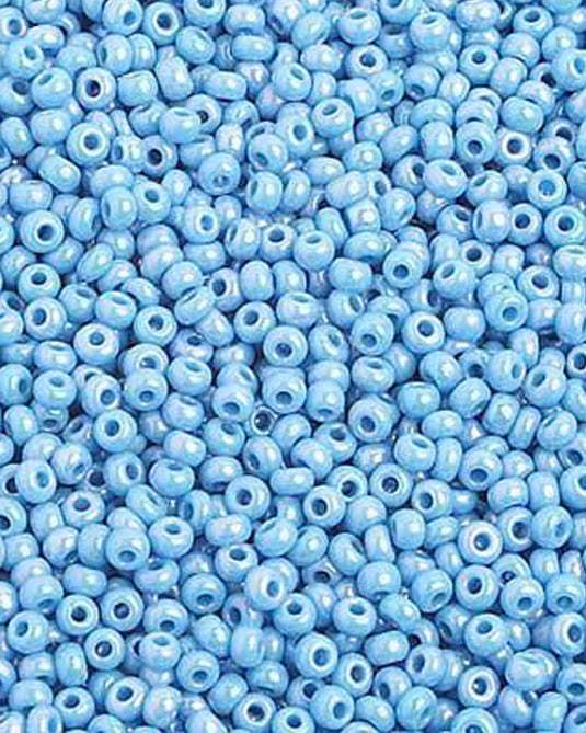 10/0 Czech Seed Beads Light Blue AB Opaque 22g