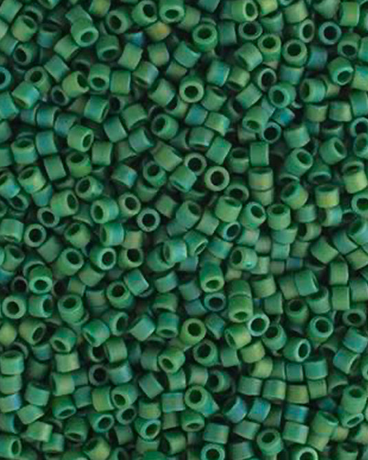 11/0 Miyuki Delica Beads Frosted Glazed Green Pine Matte AB 5.2g