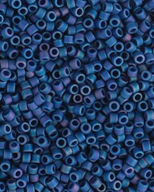 11/0 Miyuki Delica Beads Frosted Glazed Rainbow Navy Blue 5.2g